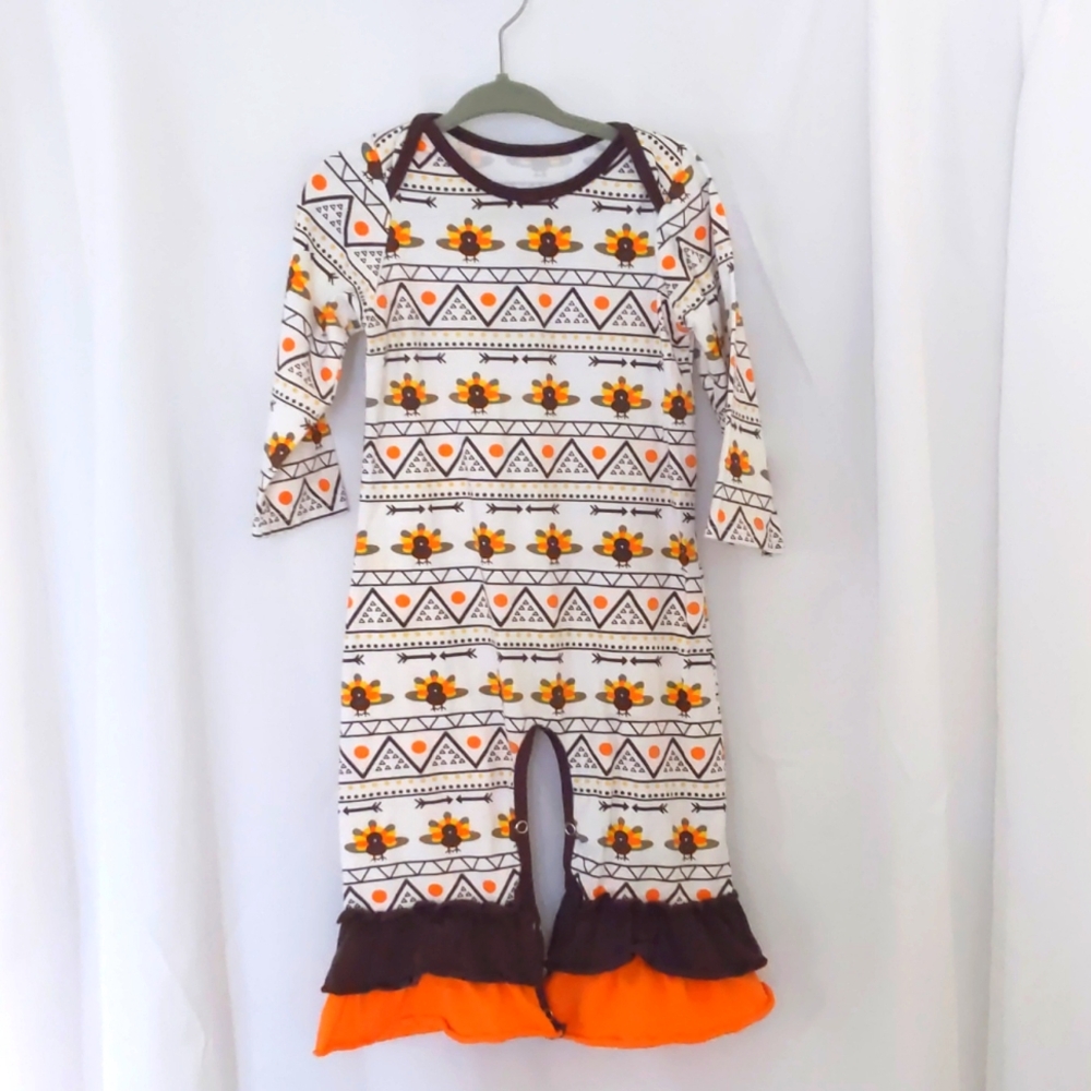 Turkey Thanksgiving Romper 12 months
